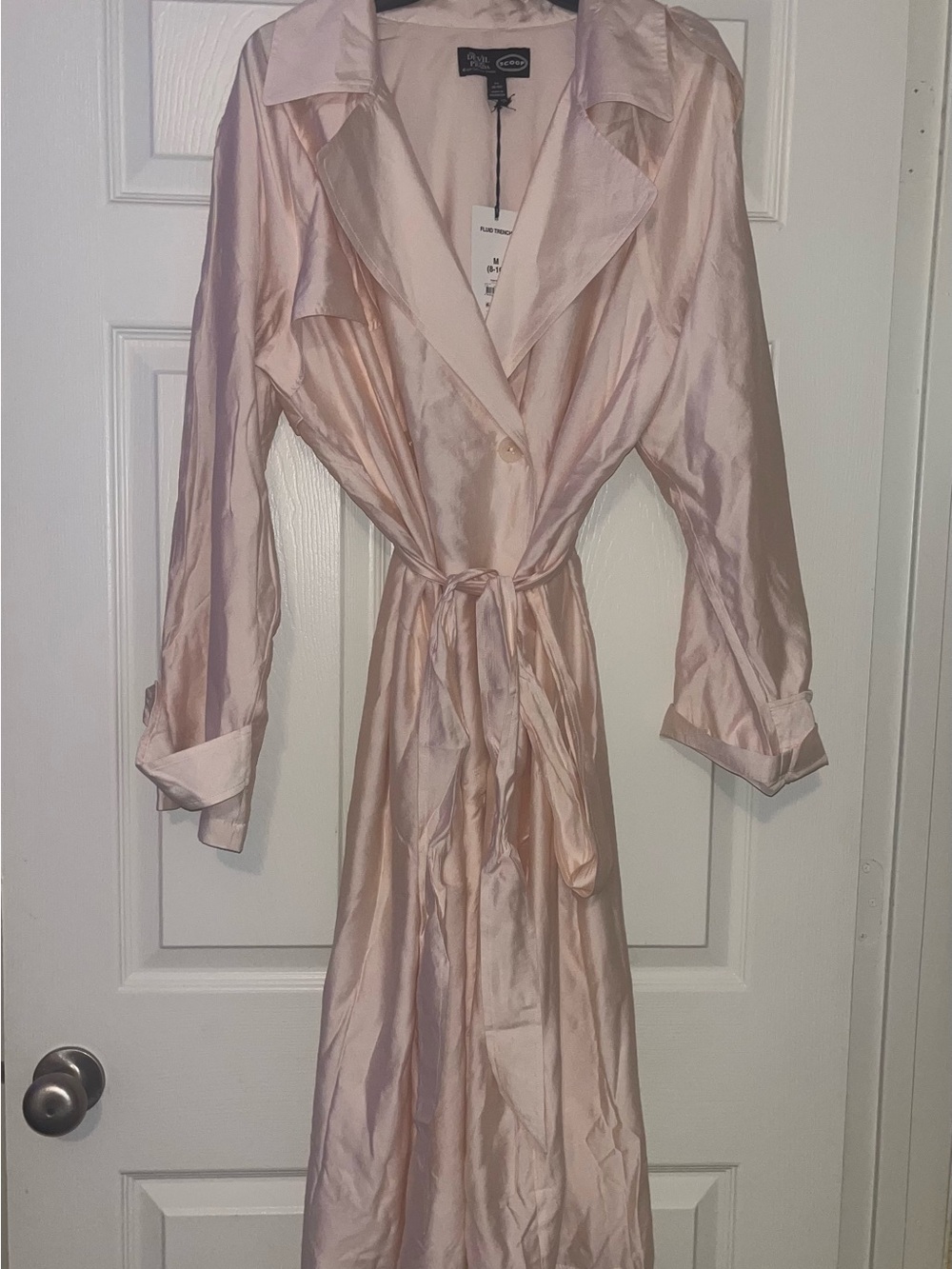 Silky Pink satin trench coat